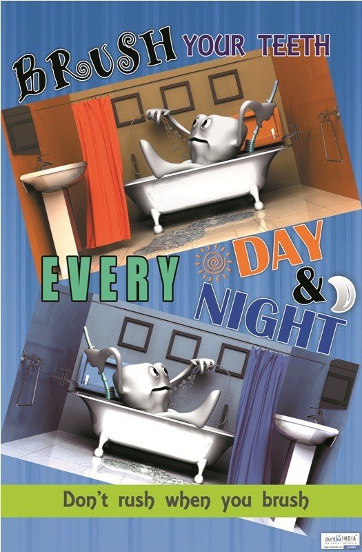 Poster English Brush Your Teeth Every Day & Night - 001 - Libral Traders