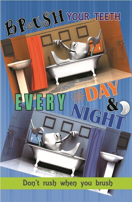 Poster English Brush Your Teeth Every Day & Night - 001 - Libral Traders