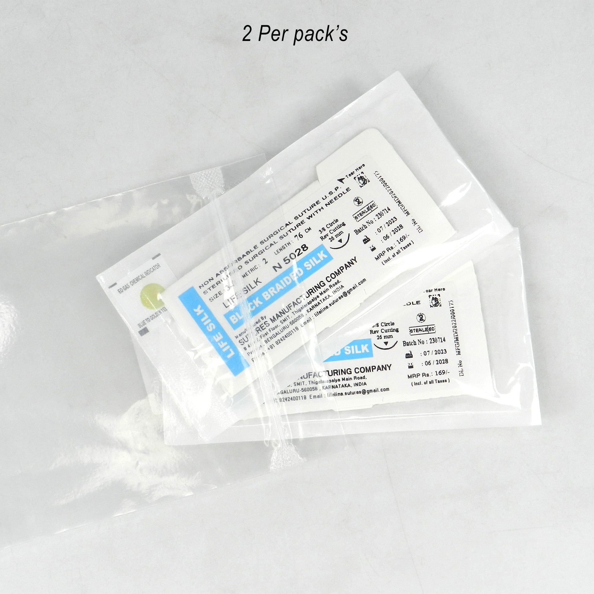 LifeSilk Sterile Needled Suture - 3/8 Circle Reverse Cutting (N5028) 2/pk - Libral Traders
