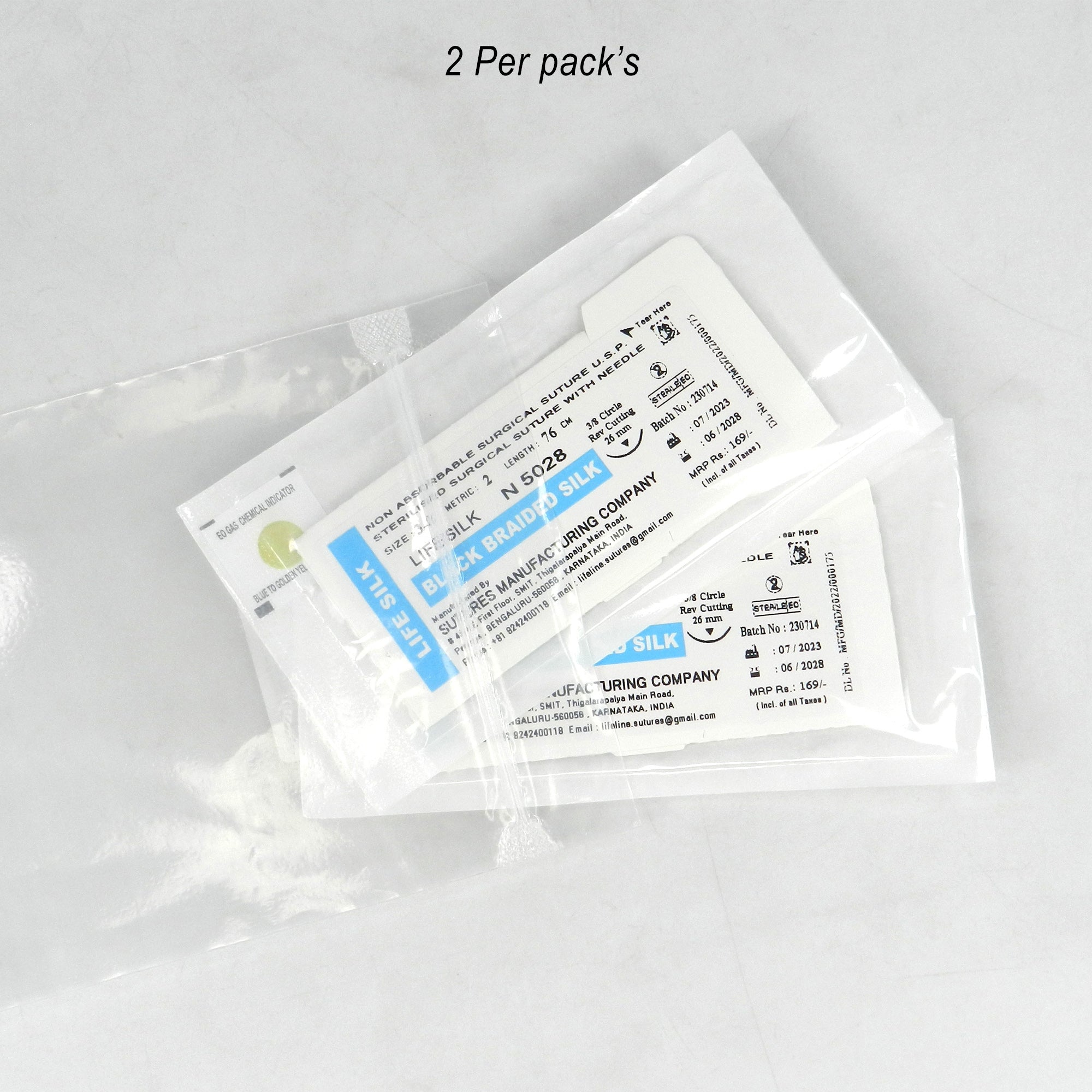 LifeSilk Sterile Needled Suture - 3/8 Circle Reverse Cutting (N5028) 2/pk - Libral Traders