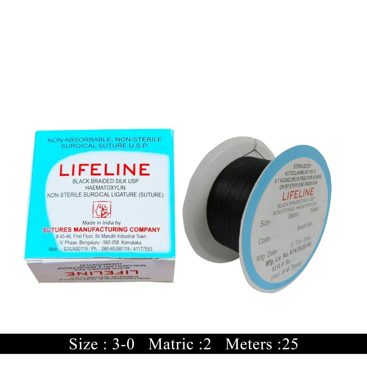 Lifeline Sutures – Black Braided Silk (Non-Absorbable) - Libral Traders