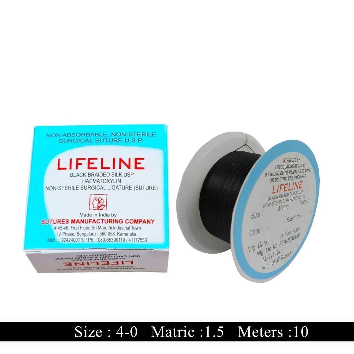 Lifeline Sutures – Black Braided Silk (Non-Absorbable) - Libral Traders