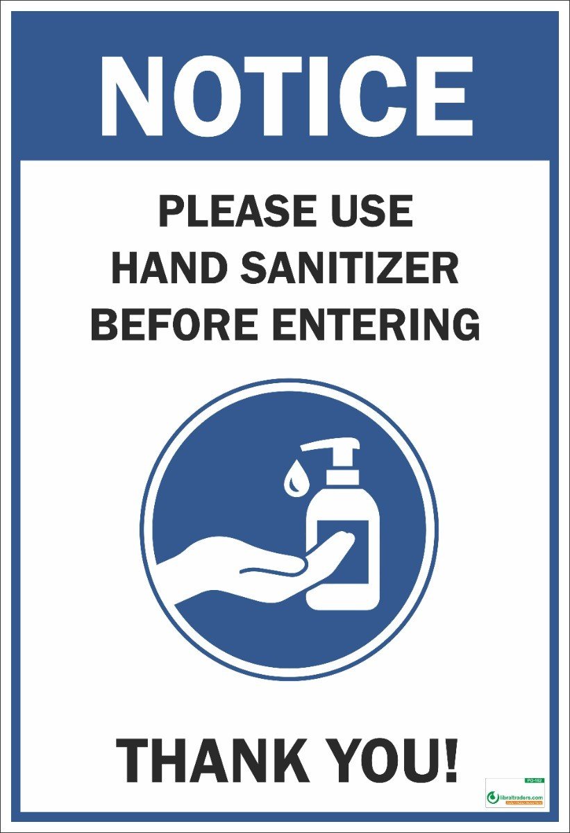 Poster English Please Use Hand Sanitizer (COVID-19) - 102 - Libral Traders
