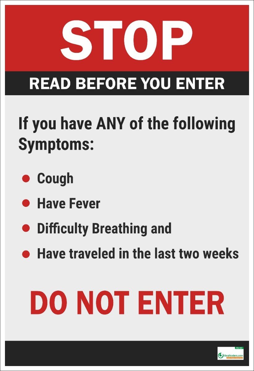 Poster English STOP Read Before You Enter (COVID-19) - 107 - Libral Traders