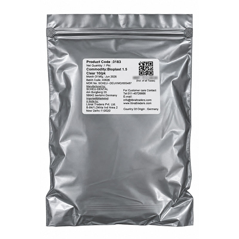 Scheu-Dental Bioplast Clear 125mm soft sheet dental material, transparent flexible sheet for dental applications
