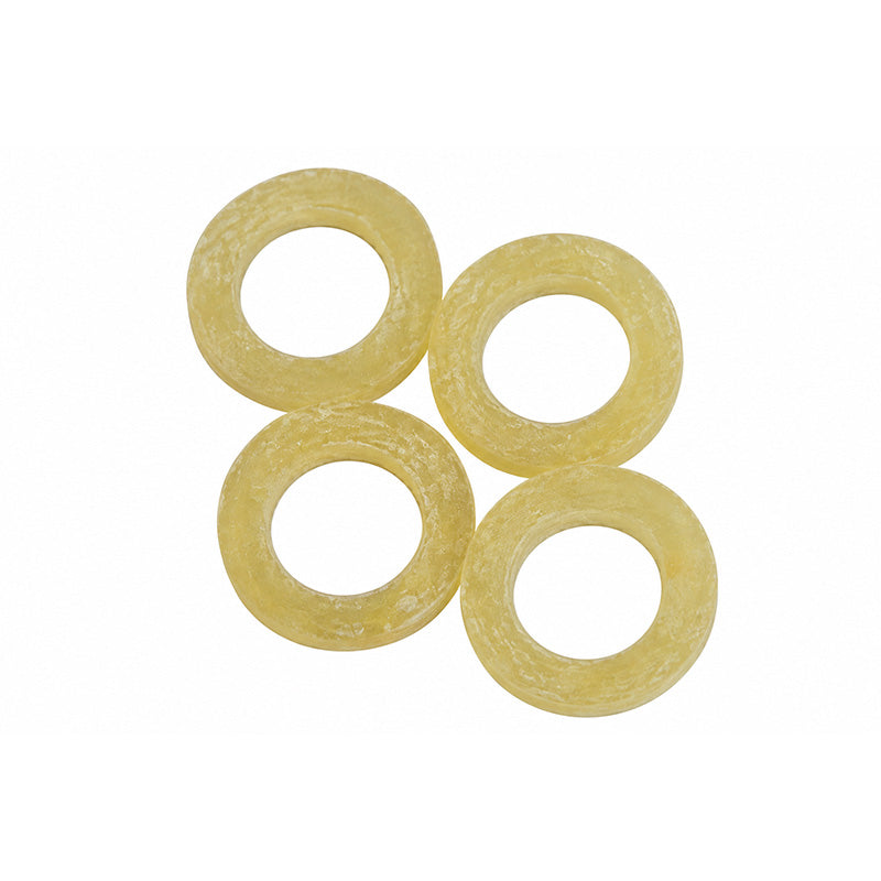 TP Orthodontics latex tooth-colored elastics for orthodontic use, showing the plain, natural latex material in a close-up image.
