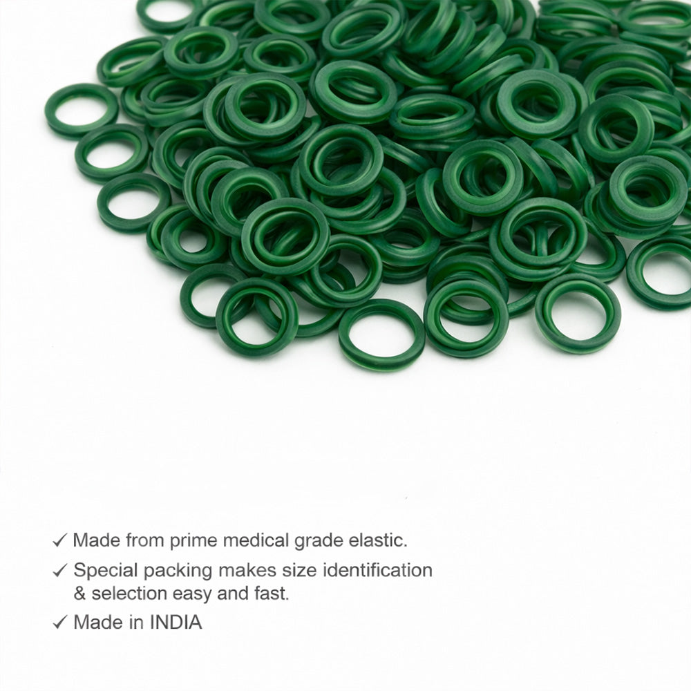 Captain Orthodontics Captain Colour Elastic pack showing colorful orthodontic elastics on a white background.