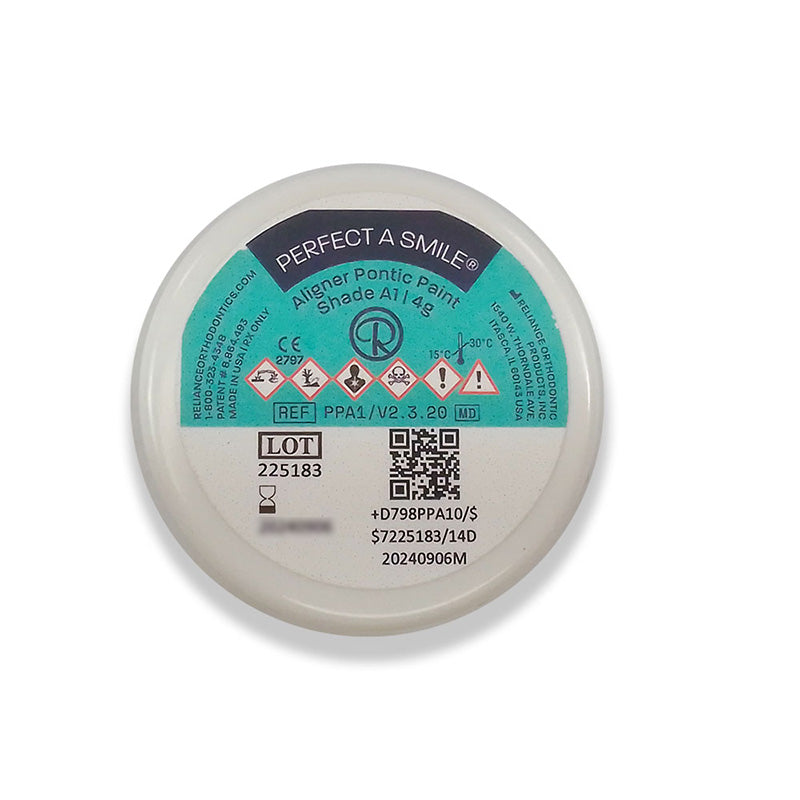 Reliance Orthodontic Ortho Rely Perfect-A-Smile Aligner Pontic Paint Shade 4g, clear adhesive for dental aligner bonding.