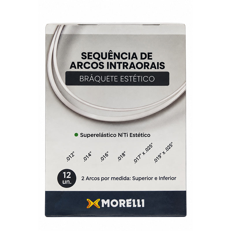 Morelli Tooth Colour Archwires Set showing various tooth-colored orthodontic wires arranged in a display tray.