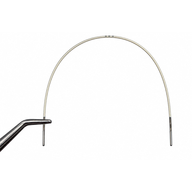 Morelli Tooth Colour Archwires Set featuring discreet, tooth-colored wires for orthodontic treatment, visible in the image.