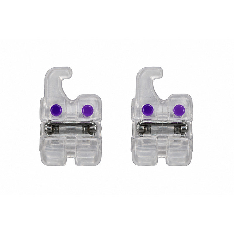 Osstem OK Real Resin Aesthetic Bracket with metal slot, used in orthodontic braces for discreet tooth alignment.