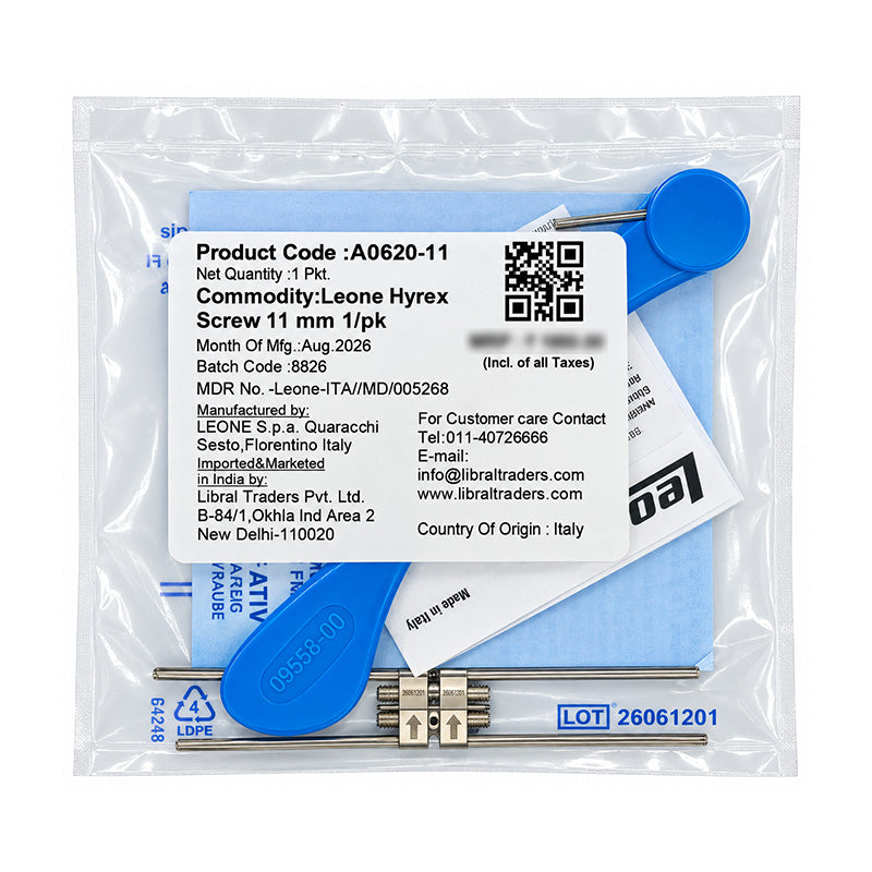 Leone Hyrex Rapid Expander Screw, a dental orthodontic rapid expander device, shown in the image with metal screw and expansion mechanism.