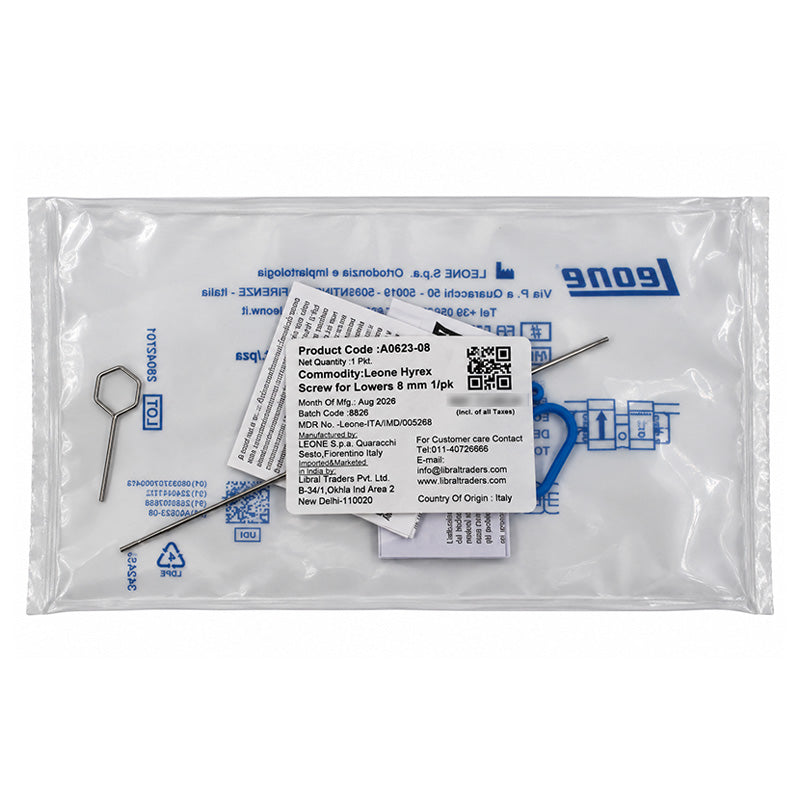 Leone Hyrex Rapid Expander Screw shown in image, featuring a durable metal design for orthodontic expansion applications.