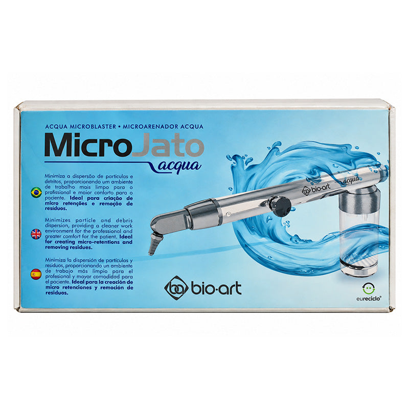 Bio-Art Microblaster AQUA intraoral sandblaster used for dental cleaning and surface preparation with a handheld sand blaster tool.