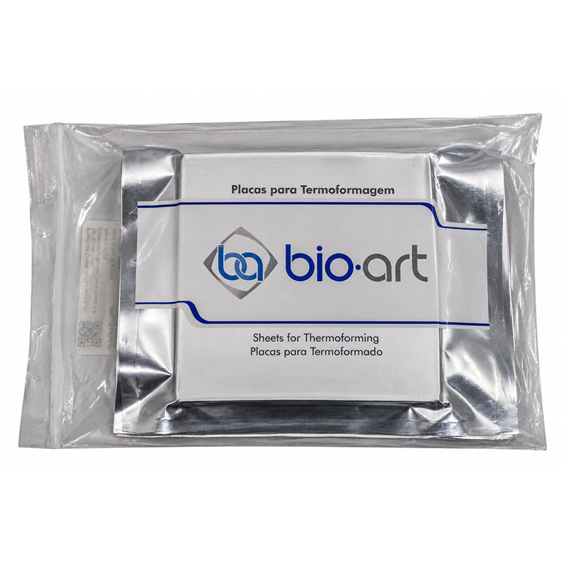 Bio-Art Hard Sheet Square 125x125mm thermoforming material, showing a close-up of the square hard sheet with a smooth surface.