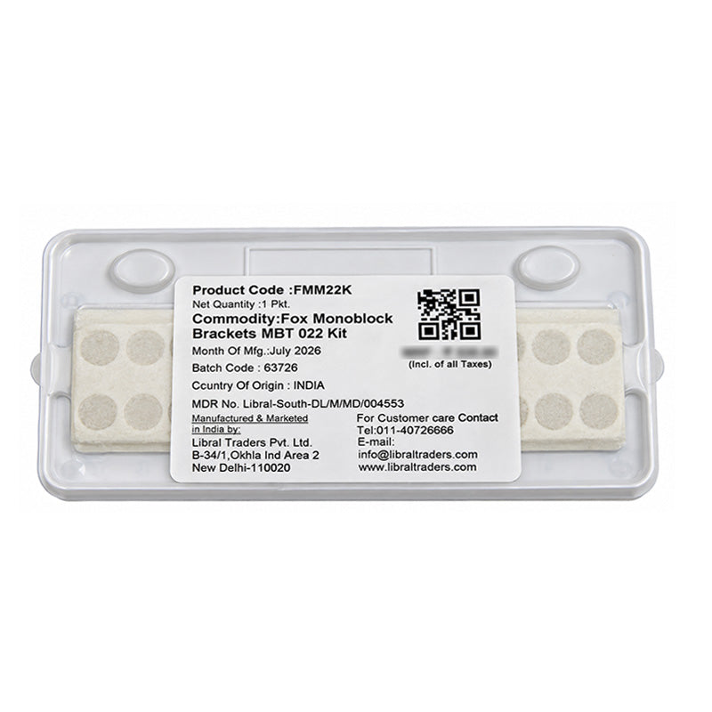 Libral Patient Kit for MBT 022 Bracket Kit with orthodontic brackets, wires, and tubes for dental treatment.