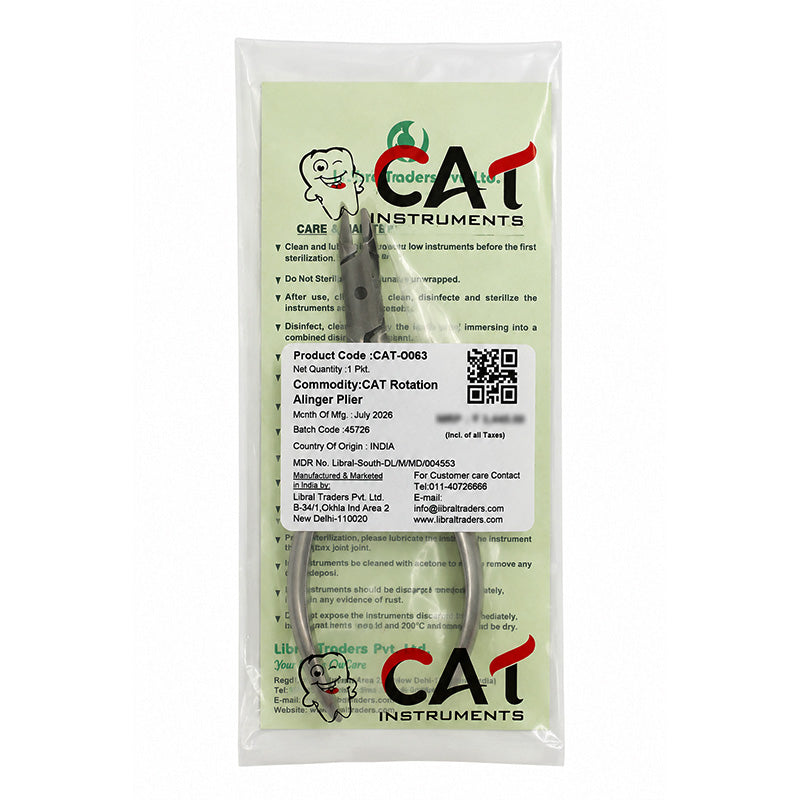 CAT Instruments CAT Rotation Aligner Pliers for clear aligners, showing the precision tool with ergonomic handles.