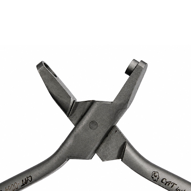 CAT Instruments Cat Hole Punch Aligner Pliers for clear aligners, showing the precise metal tool used for dental orthodontic adjustments.