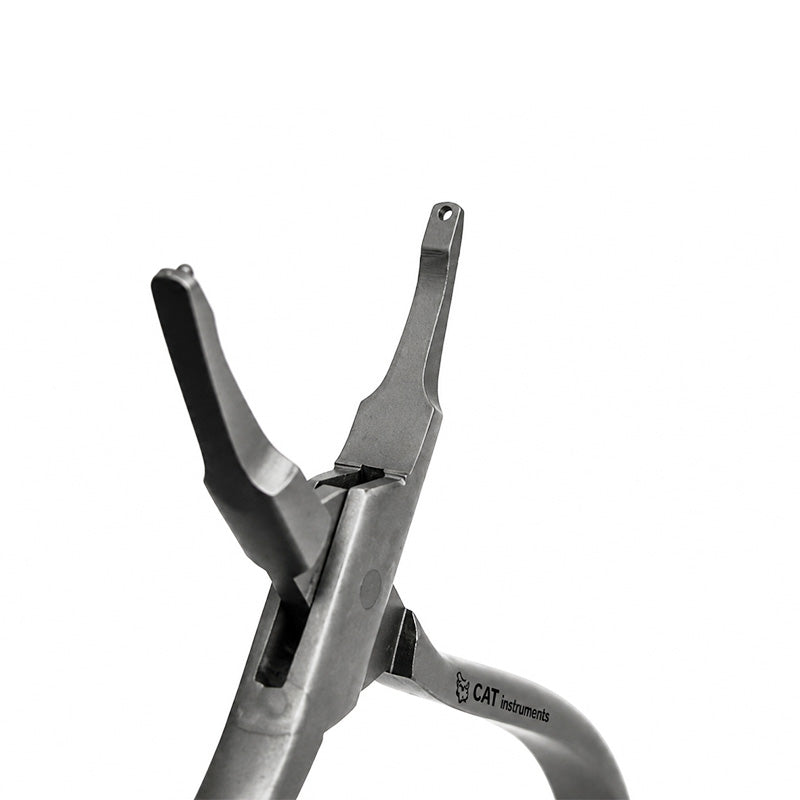 CAT Instruments CAT Retention Aligner Pliers for clear aligners, showing ergonomic design and precision tips used for orthodontic adjustments.