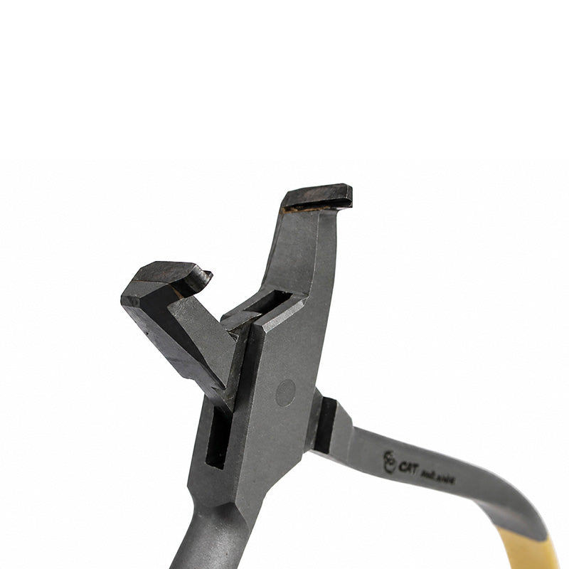 CAT Instruments distal end cutter with safety hold, slim design for precise cutting of surgical or medical materials.