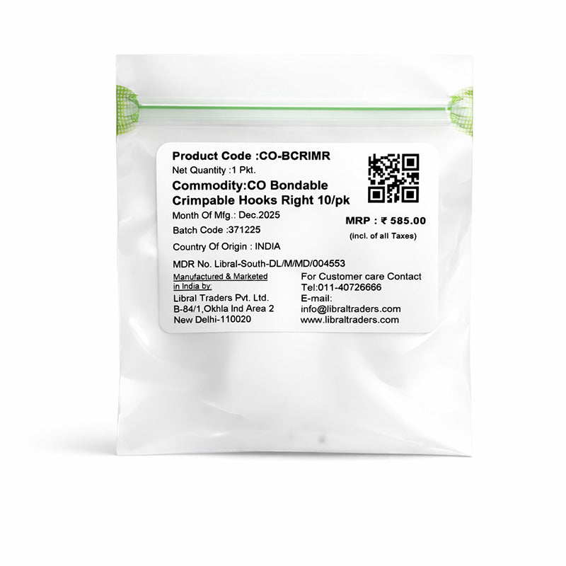 Captain Orthodontics Bondable Crimpable Hooks, showing the metal hooks with bonding surface for orthodontic use.