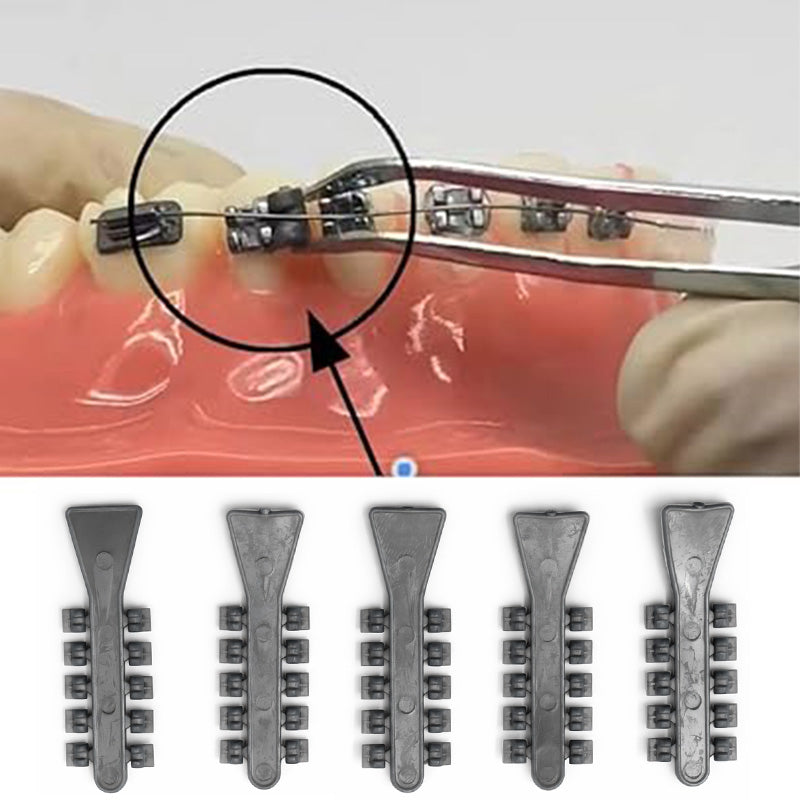 Captain Orthodontics Rotation Wedges, dental tool set with five versatile rotation wedges on a white background.