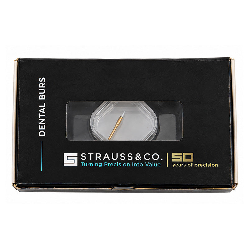 Strauss & Co soft tissue trimming burs, set of one, used for precise dental tissue shaping and removal.