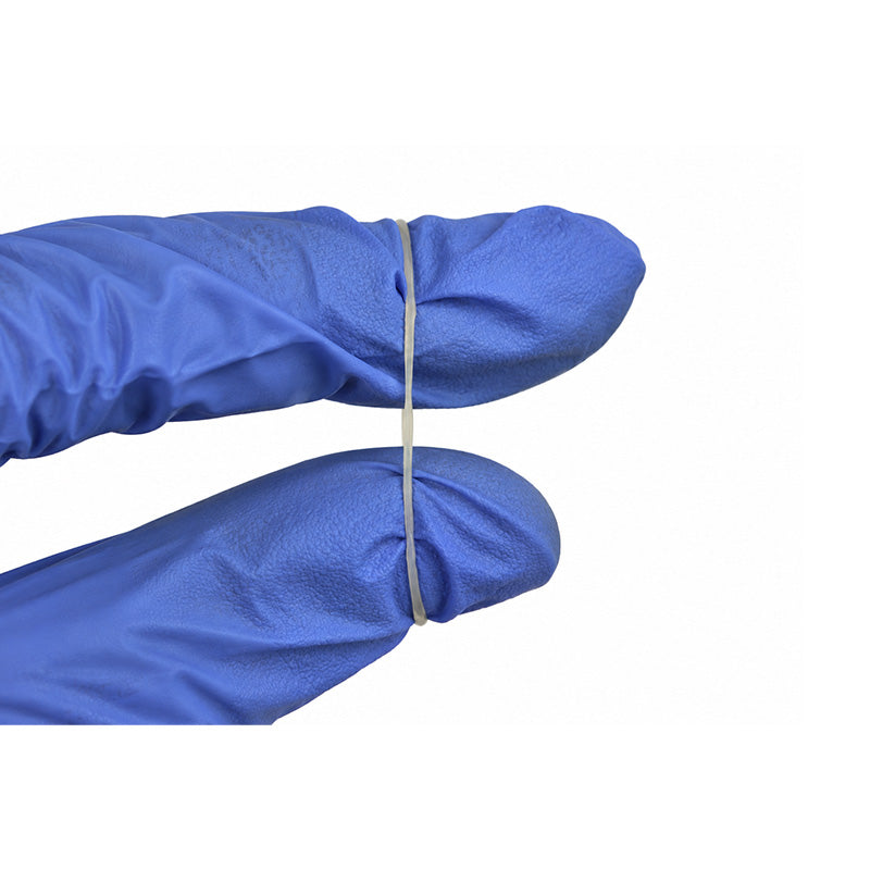 Close-up of G&H Latex Elastics by G&H Ortho, showing clear orthodontic elastics used for dental braces treatment.