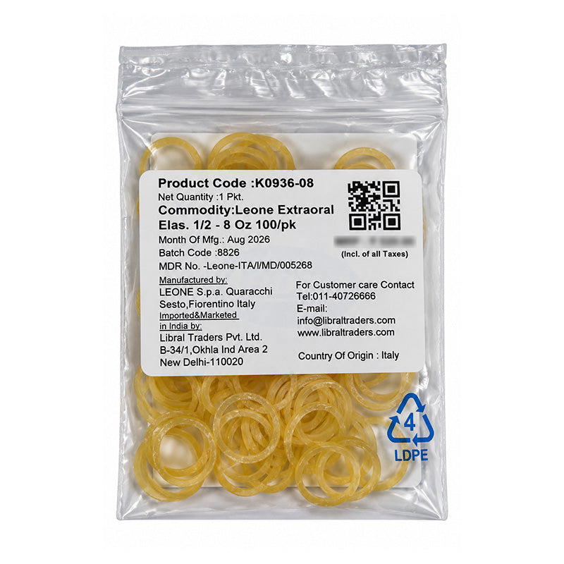 Leone Extraoral Elastics, orthodontic elastics with adjustable hooks, designed for dental braces and orthodontic treatment.