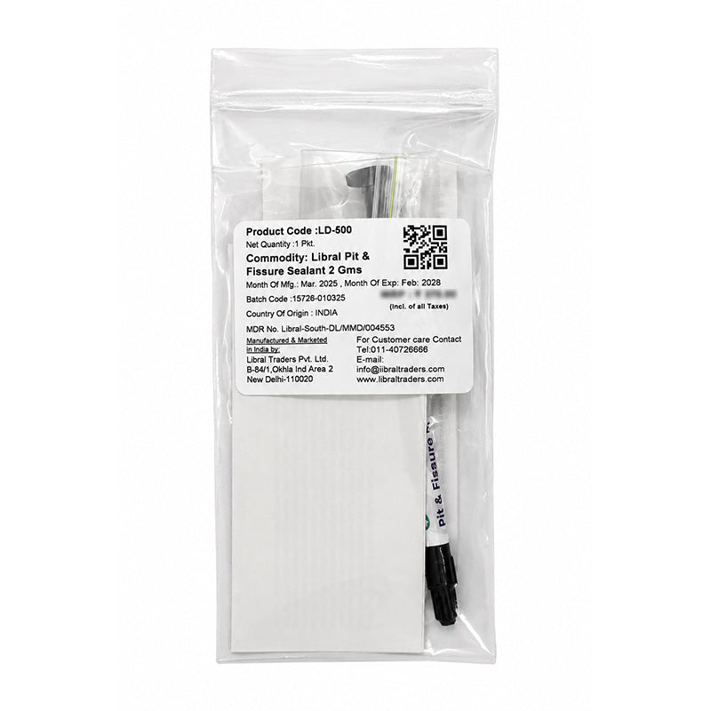 Libral Light Cure Pit and Fissure Sealant in 2g tube, used in preventive dentistry to protect molars from cavities.