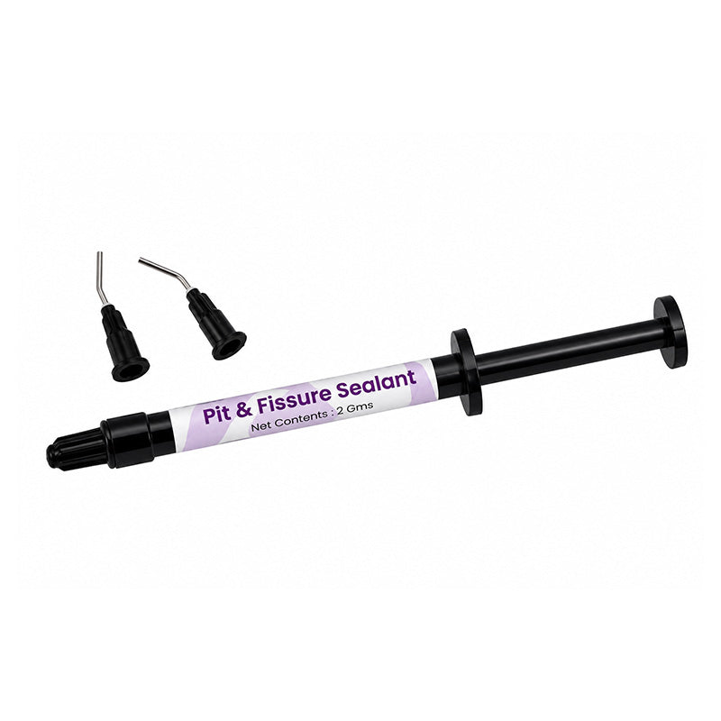 Libral Light Cure Pit and Fissure Sealant 2g tube, used in preventive dentistry, with dental applicator and sealant packaging.
