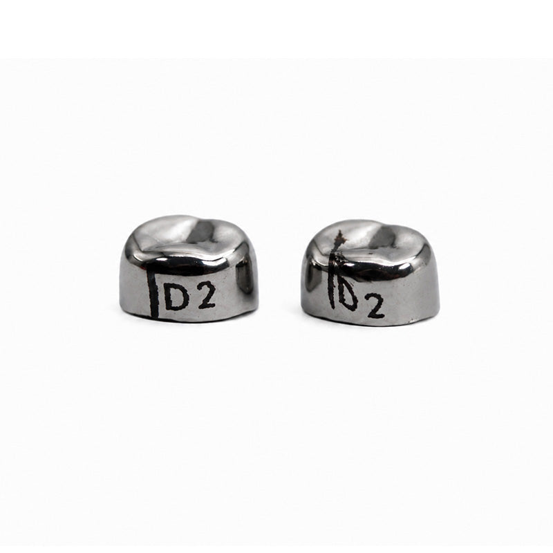 Stainless steel LD Pedo Crown for adult and pediatric dental restorations, shown in a close-up image.