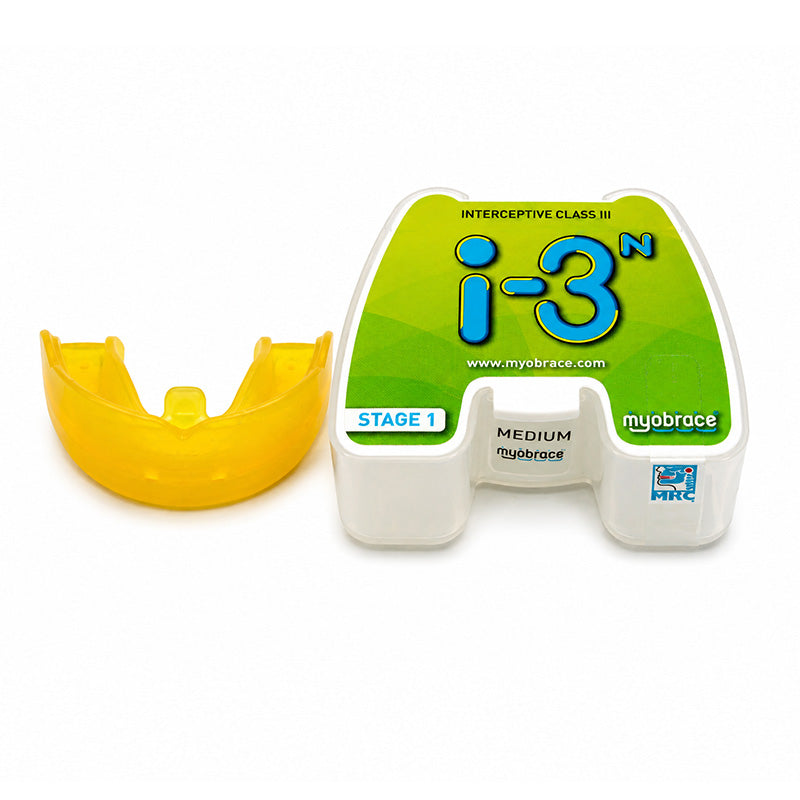 Myobrace Interceptive Class i3 trainer appliance by Myofunctional Research Co. designed for orthodontic correction and jaw alignment.