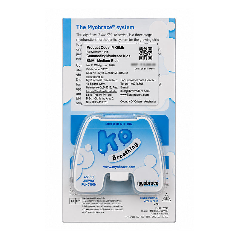 MRC Myobrace for Kids Stage Zero K0 trainer appliance designed for orthodontic development and oral health in children.