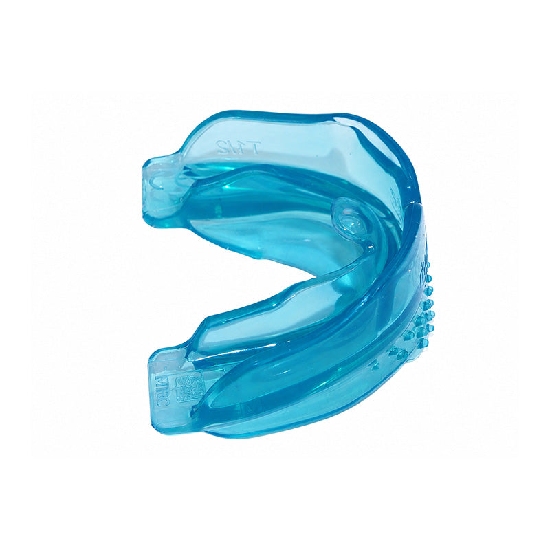 Myofunctional Research Co. Myobrace trainer appliance for teens, showing a clear orthodontic splint in a close-up view.
