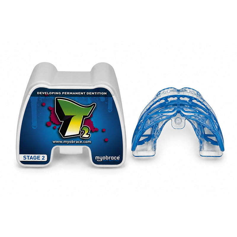 MRC Myobrace for Teens trainer appliance from Myofunctional Research Co., showing a clear orthodontic splint for teen dental alignment.