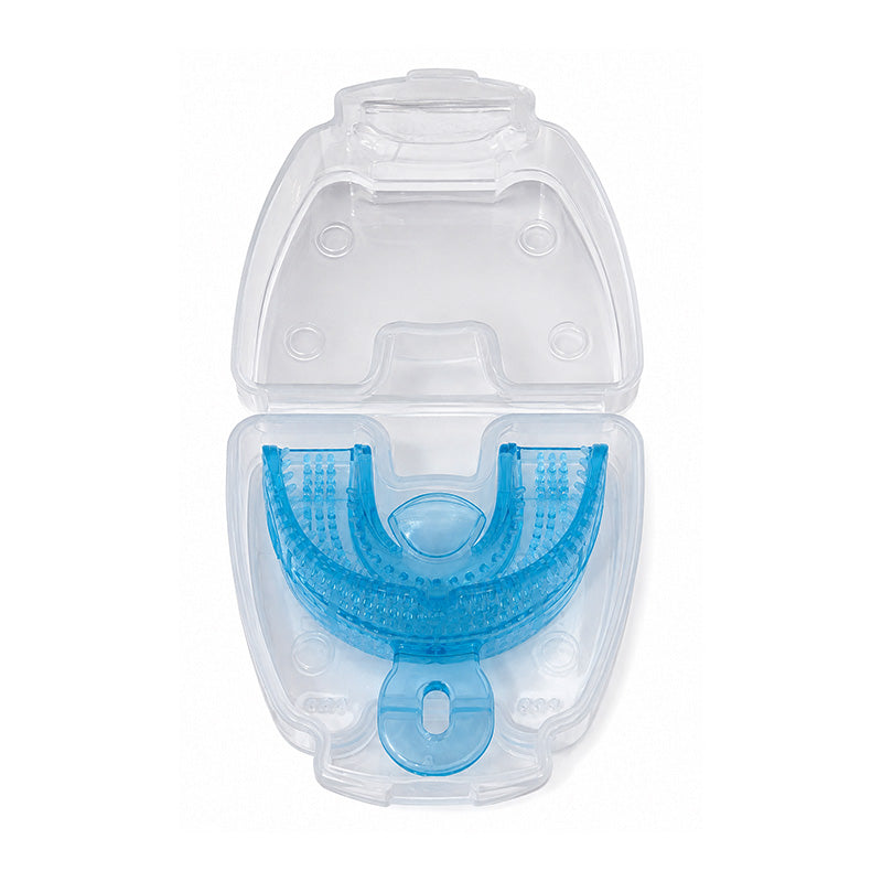 Blue Myotalea Myochew trainer appliance by Myofunctional Research Co., designed for oral and jaw support.