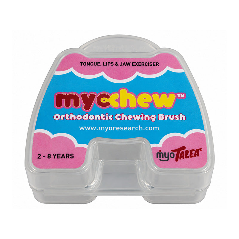 Clear MRC Myotalea Myochew trainer appliance by Myofunctional Research Co. designed for orthodontic and myofunctional therapy.