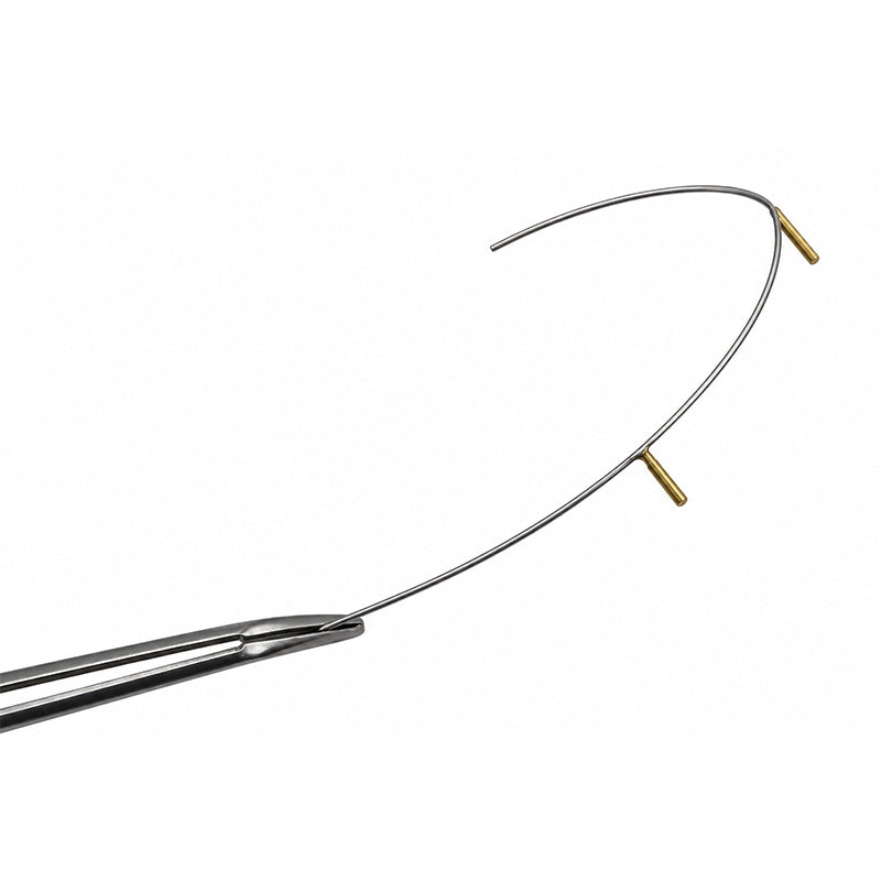 Stainless steel RF SS brass posted preformed wires by Rabbit Force, showing detailed close-up of the wires' construction and finish.