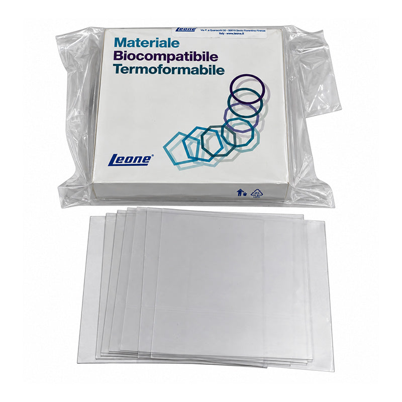Leone thermoplastic hard sheets in square and round shapes, shown in the image, produced by Leone s.p.a.