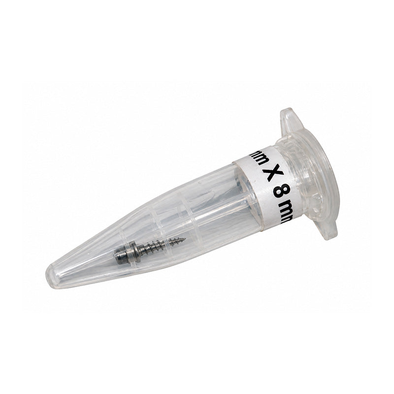 Rabbit Force RF Anchorage Mini Screw, small metal screw for secure fastening, shown in close-up with a metallic finish.