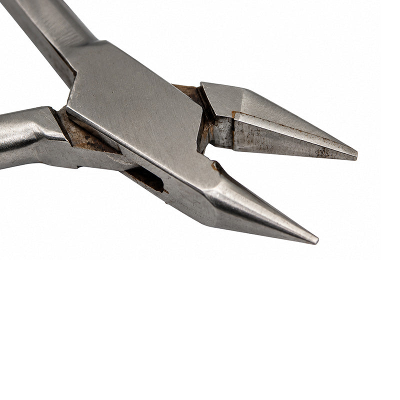 Shree Orthodontics light wire and bird beak plier with TC, featuring a smooth, groove-free design for precise wire handling.