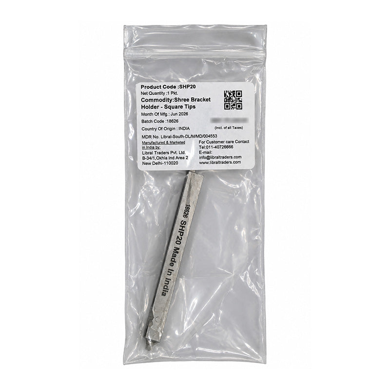 Shree Bracket Holder anterior square tips forceps by Shree Orthodontics, showing precision stainless steel dental instrument.
