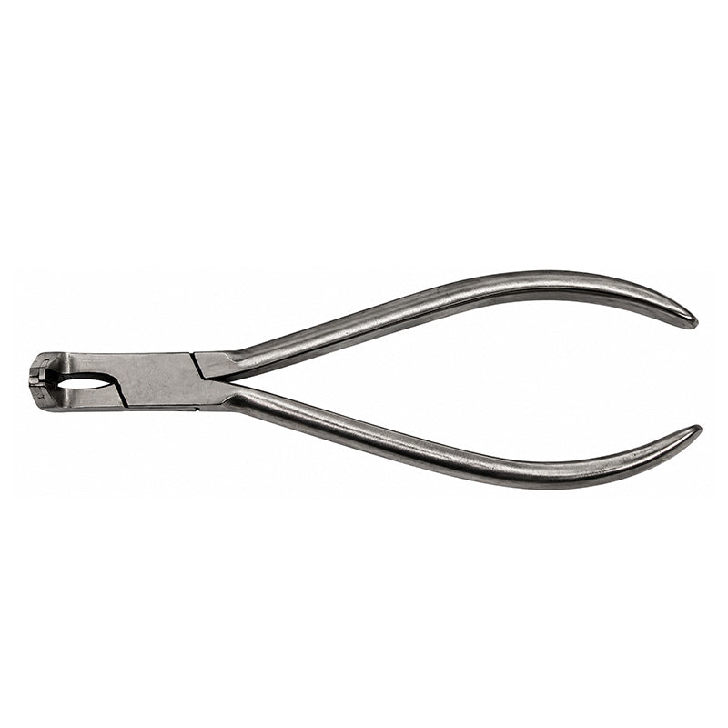 Shree Orthodontics Distal End Cutter with safety hold, stainless steel orthodontic tool for precise cutting and safety.