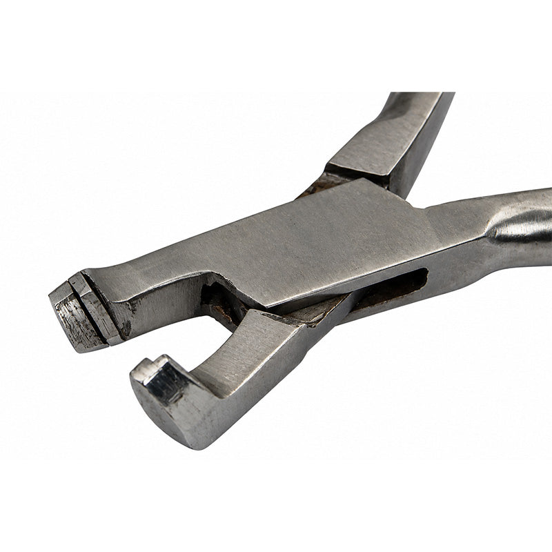 Shree Orthodontics Distal End Cutter with safety hold, stainless steel dental cutting tool for precise orthodontic work.