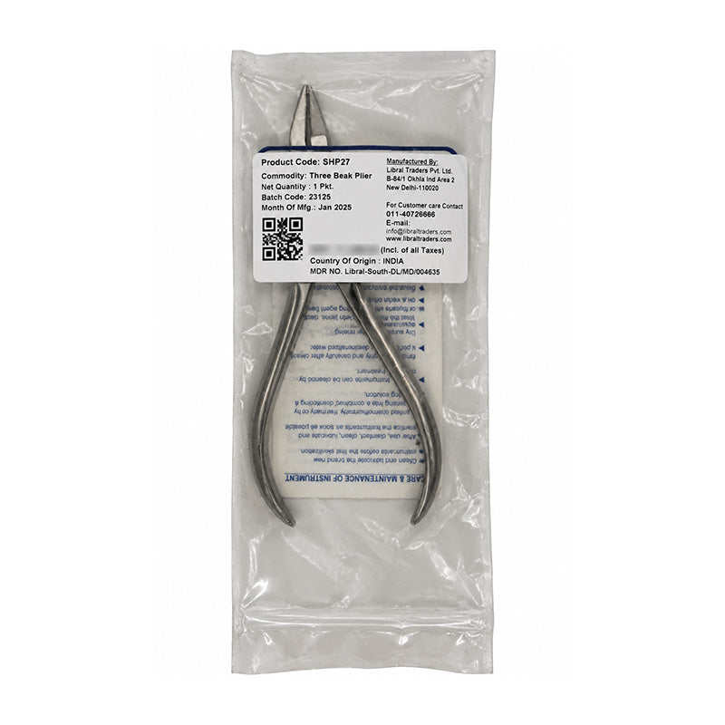 Shree Three Beak Plier from Shree Orthodontics, a utility and specialty tool with three beak tips for precise orthodontic work.