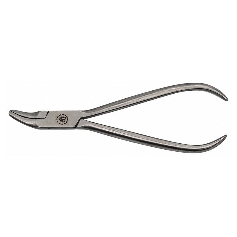 Shree Band Contouring Gorden Style Plier for orthodontic banding by Shree Orthodontics, shown in use with metal orthodontic bands.