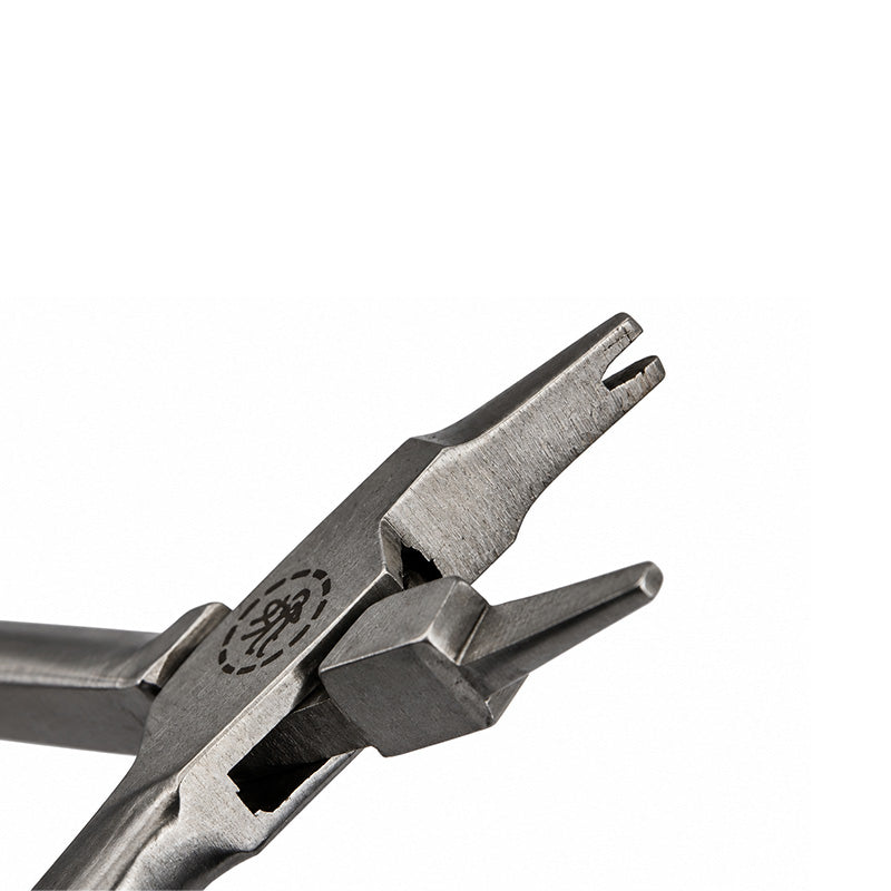 Shree Crimpable Hook Plier for orthodontic use, showcasing its precision tips and ergonomic handle design.