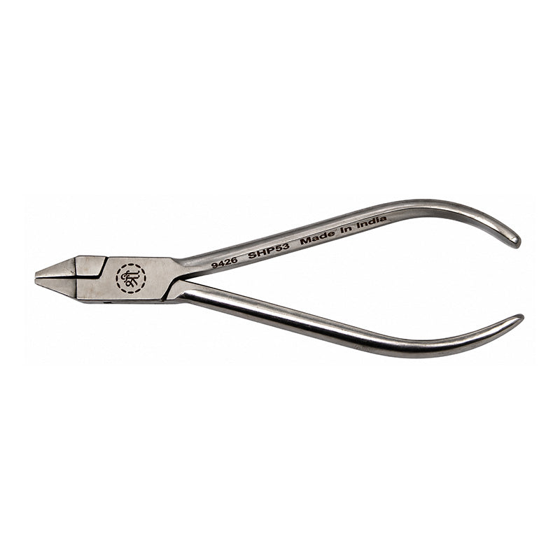 Shree Crimpable Hook Plier for orthodontic use, utility and specialty tool by Shree Orthodontics, with metal handles and precision tips.