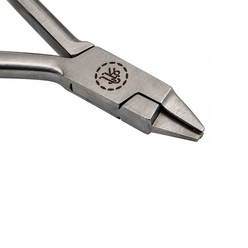 Shree Crimpable Hook Plier for orthodontic use, utility and specialty tool by Shree Orthodontics, shown in black and silver finish.